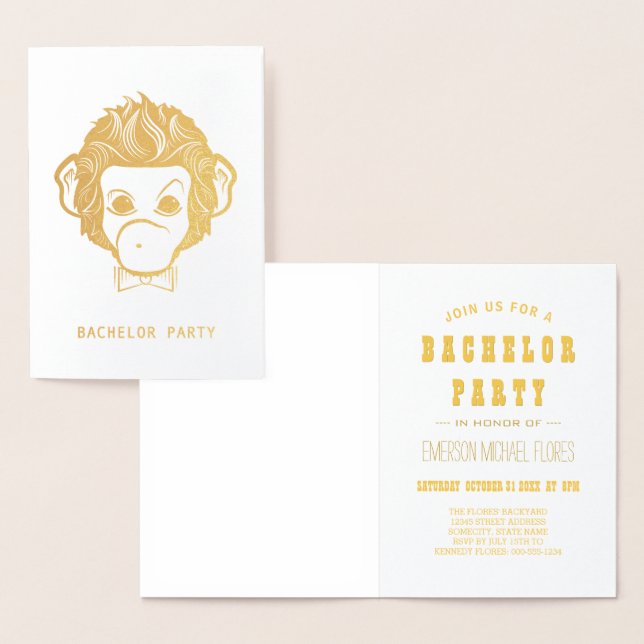 Carte Dorée parti de célibataire monkey gold (Affichage)