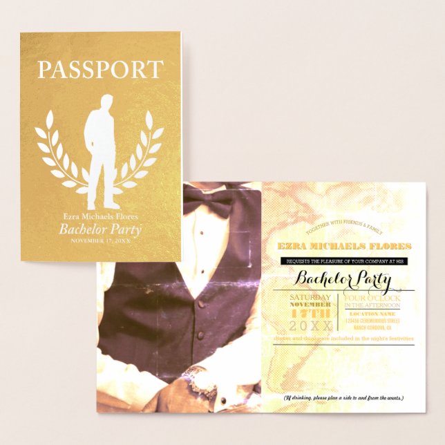 Carte Dorée Passeport de la Bachelor feuille d'or (Affichage)