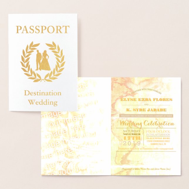 Carte Dorée passeport de mariage de destination (Affichage)