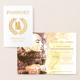 Carte Dorée passeport de mariage de destination feuille d'or