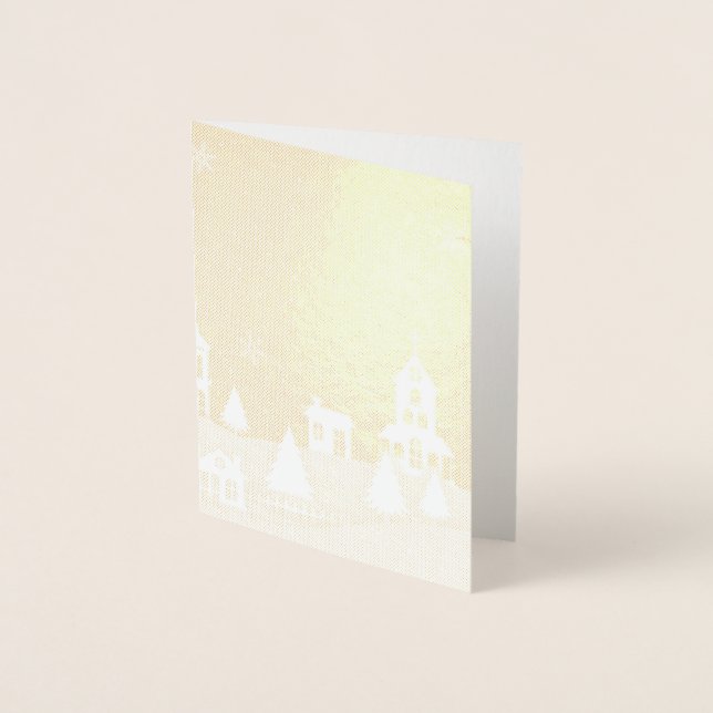 Carte Dorée Paysage de l'église de Noël (Devant)