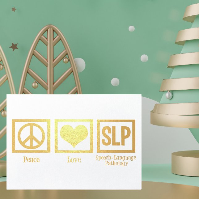 Carte Dorée Peace Love Discours Pathologie Holiday Gold Foil C (Créateur téléchargé)