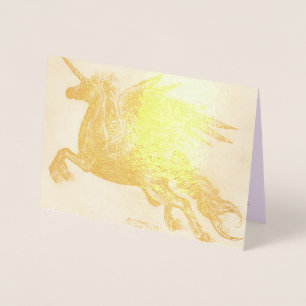Carte Dorée Pegacorn Pegacorn Pegasus Cheval ailé Pony mignon