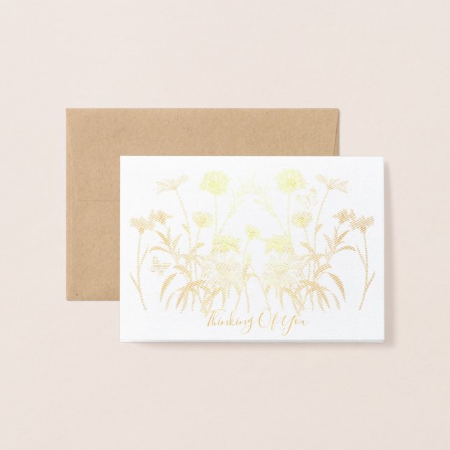 Carte Dorée Pensée fleur sauvage De Vous (Devant avec enveloppe)
