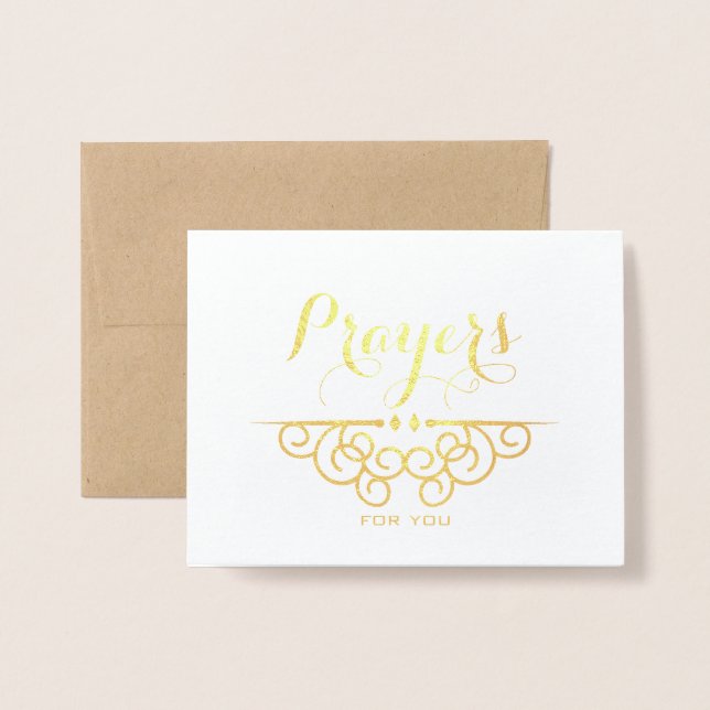 Carte Dorée Pensées de sympathie religieuse pour vous Prières (Devant avec enveloppe)