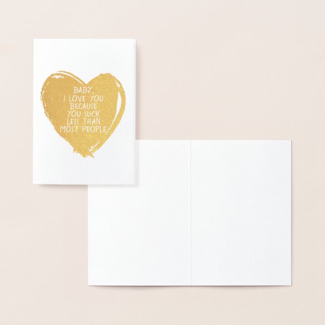 Carte Dorée Personnalisé Funny Je t'aime Valentine Citation Co (Affichage)