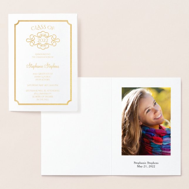 Carte Dorée Photo d'annonce de remise de diplôme élégante et s (Affichage)
