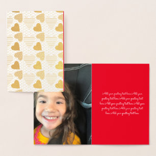 Carte Dorée Photo de la Saint-Valentin avec coeurs or