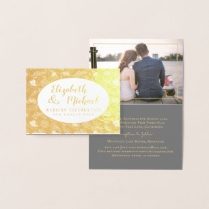 Carte Dorée PHOTO FOIL de luxe plié Élégant MARIAGE Feuille