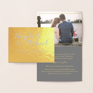 Carte Dorée PHOTO FOIL de luxe plié Élégant MARIAGE moderne