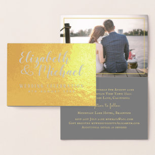 Carte Dorée PHOTO FOIL de luxe plié Élégant MARIAGE moderne