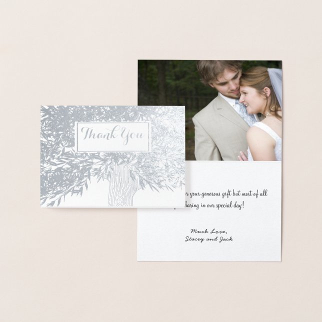 Carte Dorée Photo Initiales à huile d'argent Merci de tronc d' (Affichage)