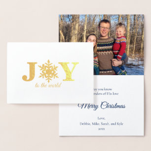 Carte Dorée Photo Joy to the World Snowflake Gold Foil Card