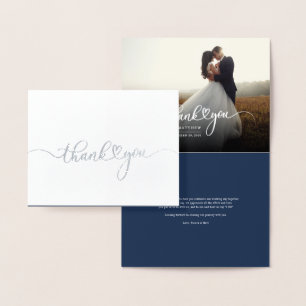 Carte Dorée Photo manuscrite Mariage Merci