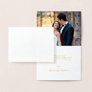 Carte Dorée Photo Merci Mariage Lettré à l'huile d'or