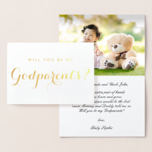 Carte Dorée Photo moderne Godparents Proposition