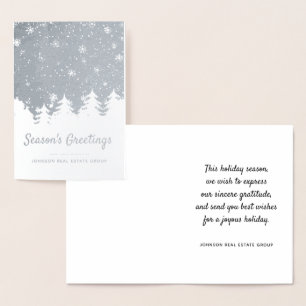 Carte Dorée Pins de Noël modernes Salutations de vacances