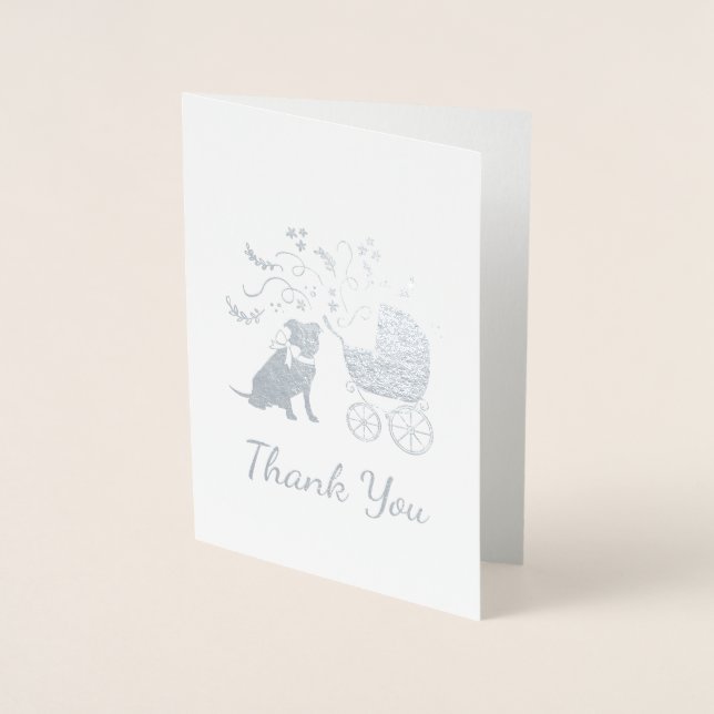 Carte Dorée Pit Bull Chien Baby shower Blue Boy Pitbull (Devant)