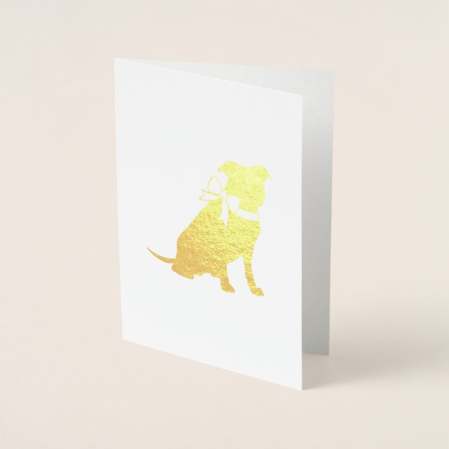 Carte Dorée Pit Bull Chien Baby shower Genre Neutre Pitbull (Devant)