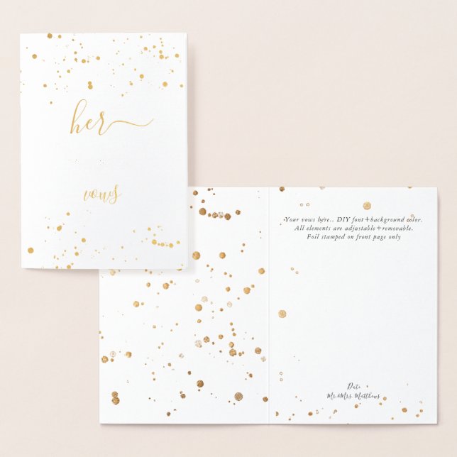 Carte Dorée PixDezines Gold Foil Calligraphy Her Vows (Affichage)