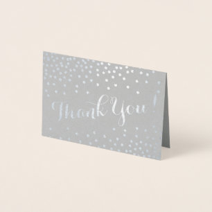 Carte Dorée Points Confetti Argent Merci moderne gris