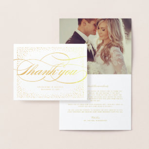 Carte Dorée Points Confetti Et Merci Mariage Classique Script