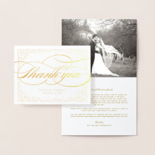 Carte Dorée Points Confetti Et Merci Mariage Classique Script