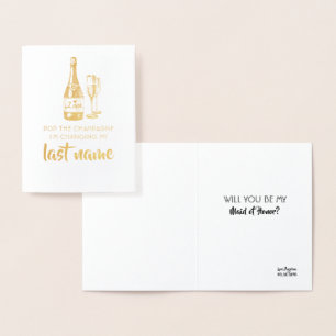 Carte Dorée Pop The Champagne - Drôle Bridesmaid Proposition