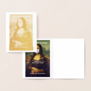 Carte Dorée PORTEZ JUSTE UNE MASK MONA LISA Gold Foil Card