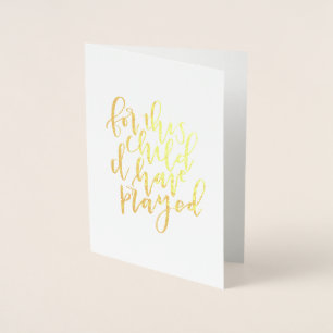Carte Dorée Pour Cet Enfant, J'Ai Prié Gold Foil Card