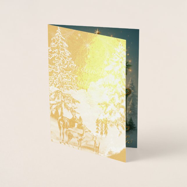 Carte Dorée Première G dorée avec Père Noël et Couronne (Devant)