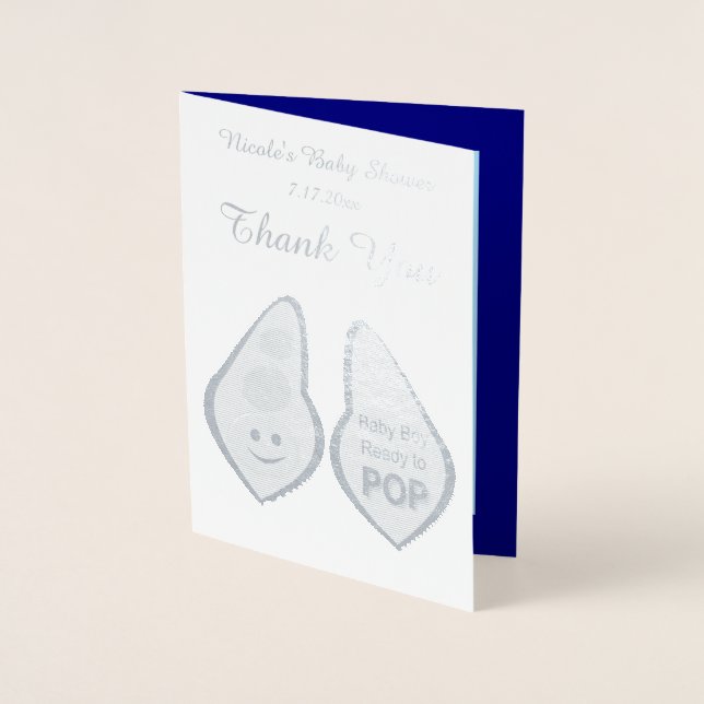 Carte Dorée Prêt à faire Pop Baby Boy Blue Pea Baby shower Per (Devant)