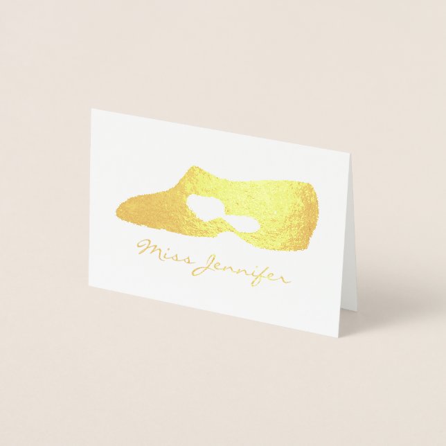 Carte Dorée Professeur de danse personnalisée Chaussure lyriqu (Devant)