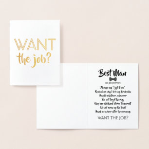 Carte Dorée Proposition Drôle Groomsman - Vous Voulez Le Trava