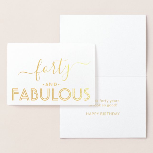 Carte Dorée Quarante et fabuleux Simple stylish Joyeux anniver (Affichage)
