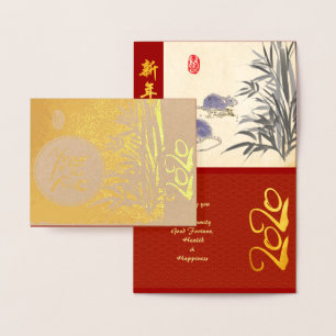 Carte Dorée Rats originaux Bambou peinture 2020 Luxe Foil GC2