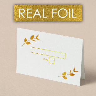 Carte Dorée Real Gold Foil Feuilles Monogramme Mariage Place C