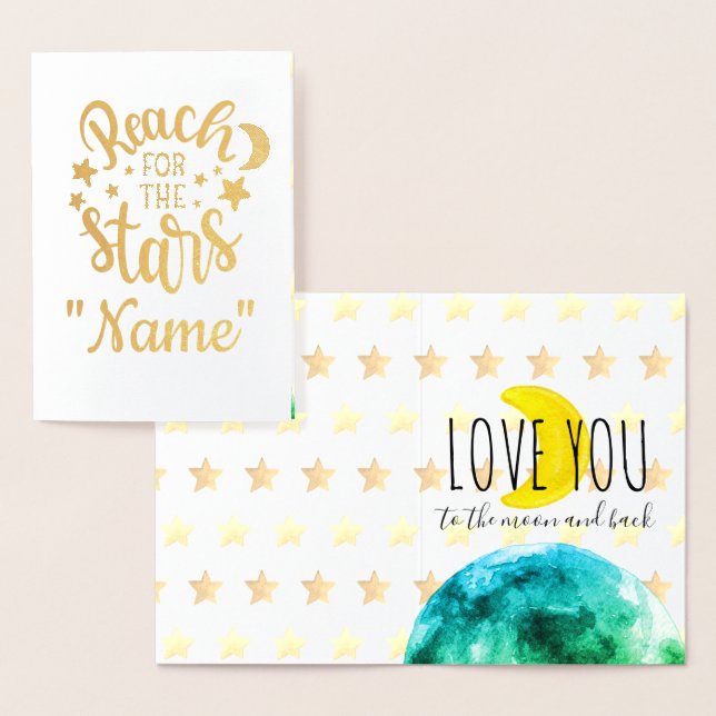 Carte Dorée Rejoignez les étoiles, aimez-vous la lune et retou (Affichage)