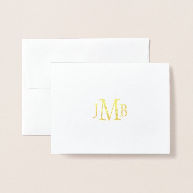 Carte Dorée Remerciement doré classique avec monogramme (Devant avec enveloppe)