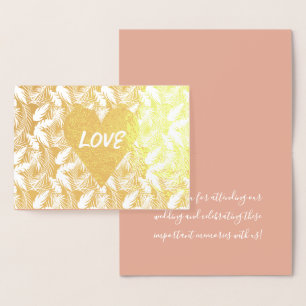 Carte Dorée Remerciements Mariage Tropical Amour