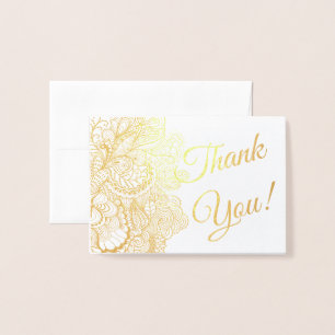 Carte Dorée Remerciements Sentiments Feuille Filigrane Dentell
