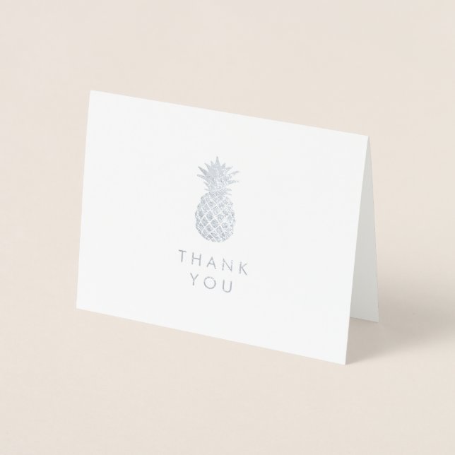 Carte Dorée Remerciements | Simplement ananas en argent (Devant)