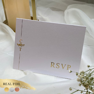 Carte Dorée Réponse de Mariage Élégante Dorée Pliée