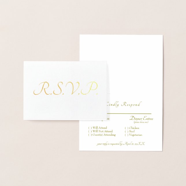 Carte Dorée Réponse de mariage formelle avec feuille d'or (Affichage)