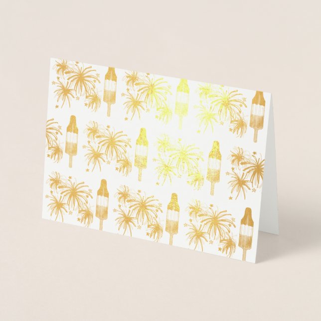 Carte Dorée Rocket Pop Fireworks Popsicle Juillet 4 Fête (Devant)