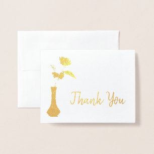 Carte Dorée Rose Dans Vase Mariage Merci