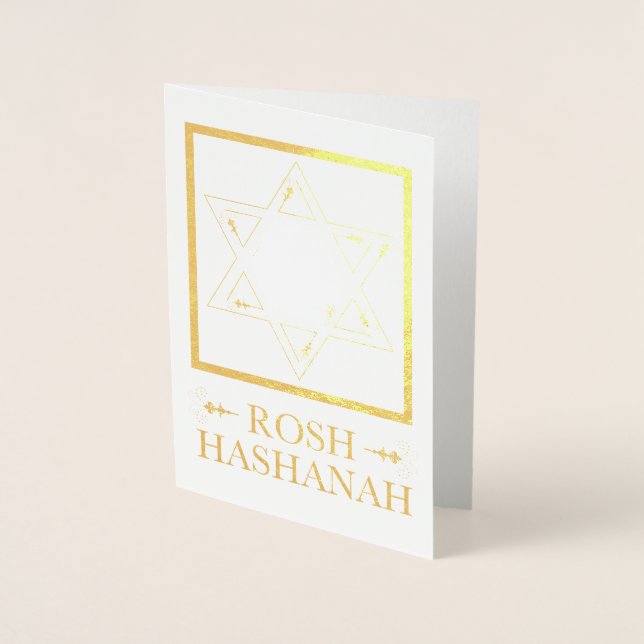 Carte Dorée Rosh Hashanah Star de David Gold Foil (Devant)