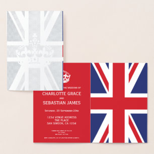 Carte Dorée Royaume-Uni Union Jack Mariage britannique Thème