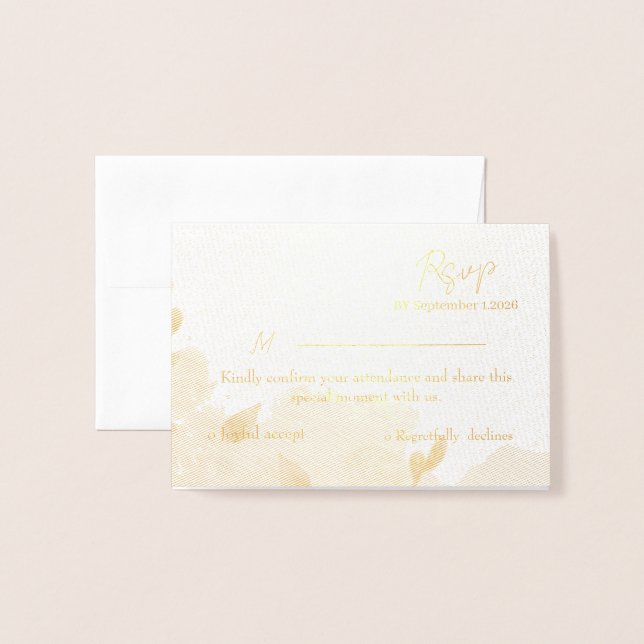 CARTE DORÉE RSVP (Devant avec enveloppe)