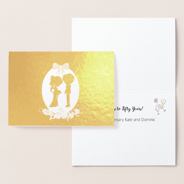 Carte Dorée Salutations à cinquante ans Anniversaire d'or 50 (Affichage)